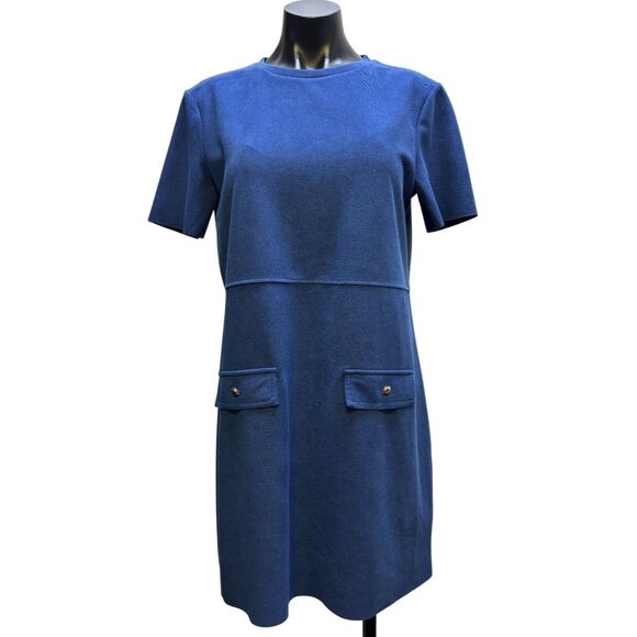 Zara Short Sleeve Shift Dress Blue Size M - Picture 1 of 5